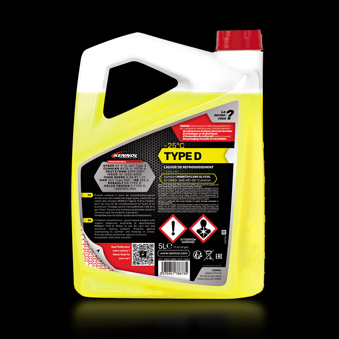 KENNOL BIO COOLANTS TYPE D -25°C détails.