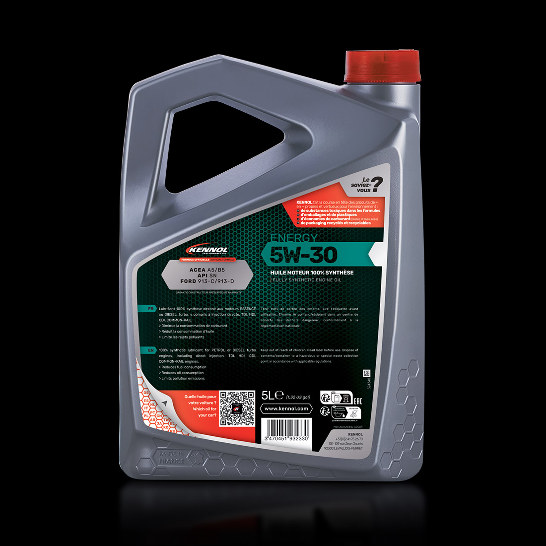 KENNOL_ENERGY_PLUS_5W-30_VERSO KENNOL ENERGY 5W30 PLUS : CAR ENGINE OIL 100% SYNTHETIC